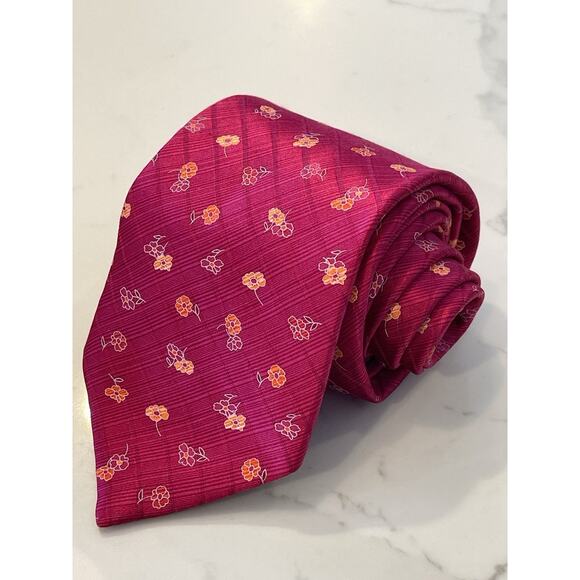 DOLCEPUNTA Cuzzens Luxury Floral Foulard Italian 100% Silk Tie XL 61.25 x 3.75 - Picture 1 of 7